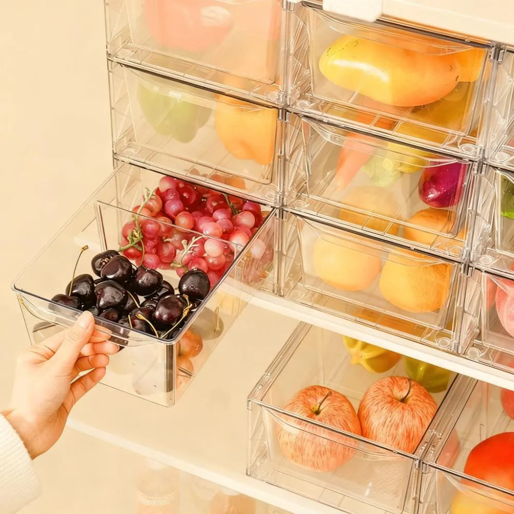 6-Pack Clear Storage Bins - Stackable with Handles, All-in-One Organizer for Pantry, Fridge & Closet
