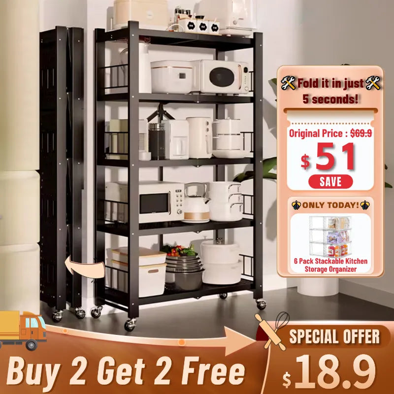 BUY 2 GET 2 FREE! 5-Shelf Heavy Duty Rack - Includes FREE Storage Boxes!