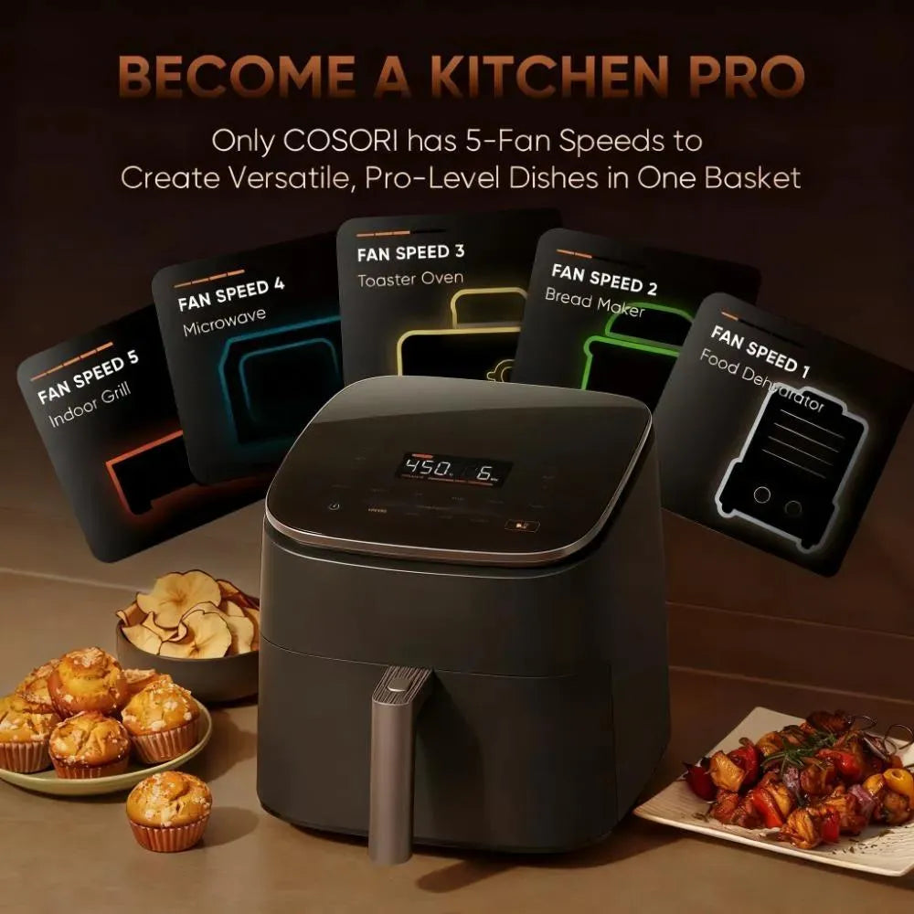 Smart Cyclone Air Fryer: 6-Quart Capacity, Healthier Low-Oil Cooking